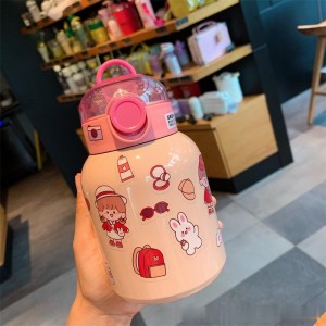 Korean cartoon stainless steel thermos cup bouncing cover