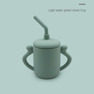 kids silicone water cup with straw