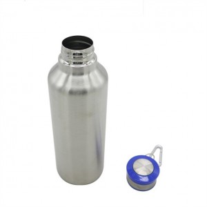 Custom single layer stainless steel sports bottle with mountaineering buckle