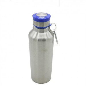 Custom single layer stainless steel sports bottle with mountaineering buckle