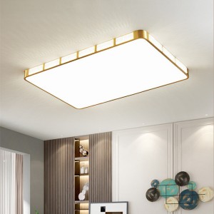 Akrilna pravokotna LED luksuzna okrasna medeninasta stropna svetilka