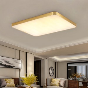 Pravokotna LED luksuzna okrasna medeninasta stropna svetilka
