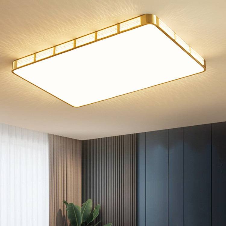 Lámpada de teito de latón decorativa de luxo led rectangular acrílico Imaxe destacada
