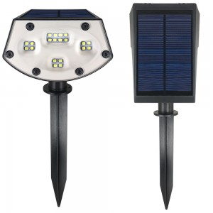 20 LEDs Solar Landscape Spotlight 2-in-1 Ip67 ပြင်ပ ရေစိုခံ နေရောင်ခြည် အောက်ခြေ ပုံသေ ရှုခင်းအလင်း