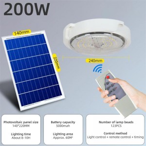 Indoor Solar Ceiling Light 100w 200w 300w 500w 800w Indoor Solar Light Home House with Remote Control
