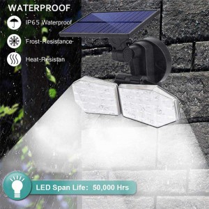 78 LED Dual Head Solar Lights Արտաքին, 600 Lumen IP65 Անջրանցիկ Արևային էներգիայով աշխատող պատի լույս
