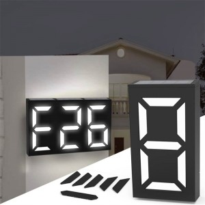 Shenja e Adresës me ndriçim LED të jashtëm DIY Numrat e shtëpisë diellore RGB për jashtë