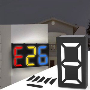 DIY välistingimustes valgustatud LED-aadressilt RGB päikeseenergia majanumbrid väljas