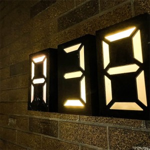 DIY āra LED apgaismota adreses zīme RGB saules enerģijas māju numuri ārpusē