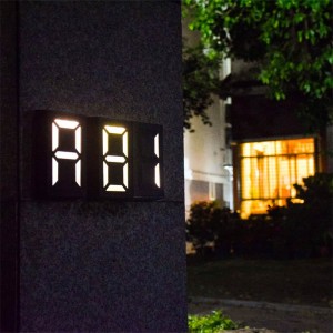 DIY Outdoor LED Illuminated Address Signs RGB Solar House Numbers ສໍາລັບພາຍນອກ