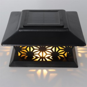 Aurinkopylväsvalot ulkokäyttöön, aidanpylvään aurinkolamput, metalliset 2-pakkaus 3,5×3,5/4×4/5×5/6×6 puisille pylväille