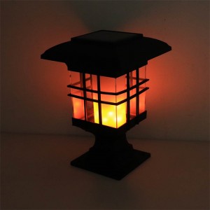 Solar Flame Post Lights, Outdoor Brightness 51 LEDs Flickering Flame Solar Powered Cap Light for Yard Fence Deck