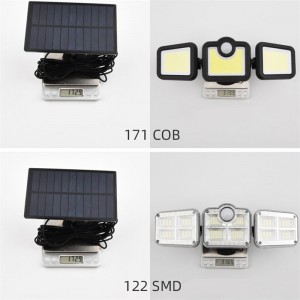 Solar Lights Outdoor, 3 Heads Waterproof Solar Flood Lights Separate Solar Panel Motion Sensor Security Lights with Remote