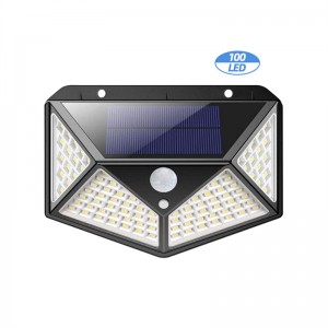 100 LED utendørs trådløs vanntett bevegelsessensor Solar Light for Hage