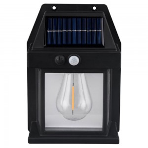 Outdoor Solar Wandlampe, 3 Modi Waasserdicht Solar Bewegungssensoren Wolfram Wandlampen fir Gaart Gaart Patio Fence Baussent Dekorativ