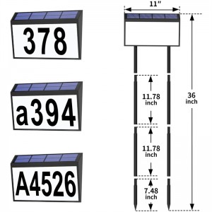 Osvijetljeni kućni adresni brojevi, solarni adresni znakovi sa 2 metalna kolca