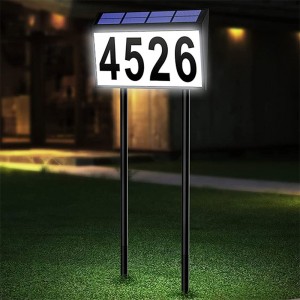 Números d'adreces de casa il·luminats, rètols d'adreces solars amb 2 estaques metàl·liques