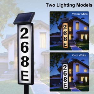 Waterproof Solar Fertikale Outdoor Lighting Adres Sign With Stakes