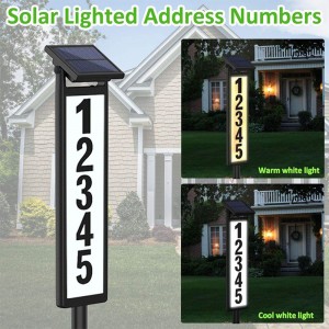 Waterproof Solar Vertical Outdoor Lighting Address Sign With Stakes