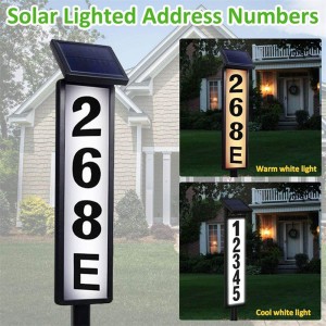 Waterproof Solar Vertical Outdoor Lighting Address Sign With Stakes