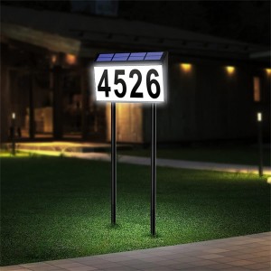 Освітлені номери адрес будинку, сонячні адресні знаки з 2 металевими кілками