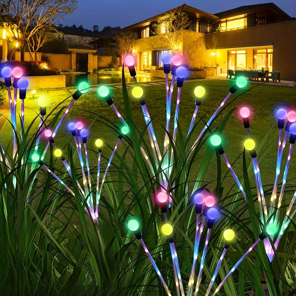Tehase hulgimüük välistingimustes kasutatavad päikeseraja valgustid veekindlad 10 peaga LED õõtsuv Firefly lamp Starburst päikeseenergia Firefly aiavalgustid