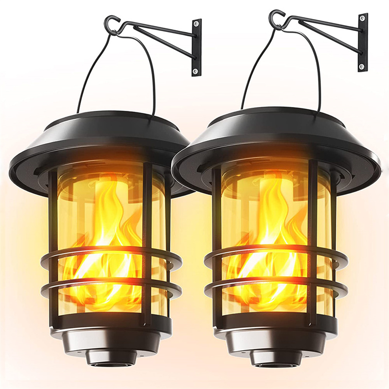 Hanging Flickering Flame Solar Wall Sconce, Aluminum Outdoor Front Porch Light Featured Image