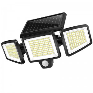 265 LED Waterproof 3 Head Solar Spot Flood Wall Light With Motion Sensor