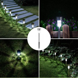 10Pack Solar Lights Outdoor Decorative Waterproof Stainless Steel Landscape Path Lights for Walkway Patio Yard