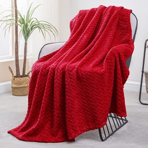 Large Flannel Fleece Throw Blanket, Soft Jacquard Weave Leaves Pattern Blanket Cozy, Warm, Lightweight and Decorative