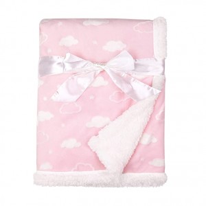 Heavenly Soft Chenille Sherpa Receiving Blanket, 3D Pink