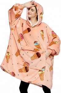 Wearable Blanket Hoodie for Adults All Patterns Oversized Sweatshirt Blanket with Pockets