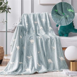 Europe style for Thick Chiffon Fabric - Dinosaur Throw Blanket Glow in The Dark Blue Lightweight Flannel Fleece Throw Blankets for Nursery Couch Bed Decor Magical Blankets All Seasons Gift for Gir...