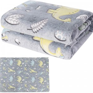 Reasonable price Bed Sheet Fabric - Soft Glowing Blanket for Boys and Girls, Fluffy Plush Dino Blankets for Jurassic Fans, Birthday Gift, 50×60 Inches, Grey – Baoyujia