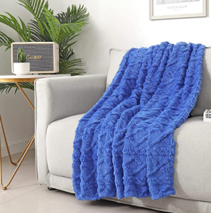 Sherpa Fleece Throw Blanket-3D Stylish Design, Super Soft,Fluffy,Warm,Cozy,Plush,Fuzzy for Couch Sofa Living Room Bed-All Season Accessories ,50″ x 70″ Royal Blue