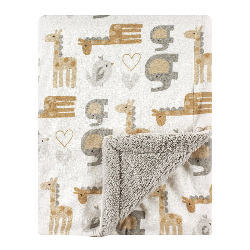 Chinese wholesale Curtain Fabric - Unisex Baby Plush Blanket with Sherpa Back, Neutral Safari, One Size – Baoyujia