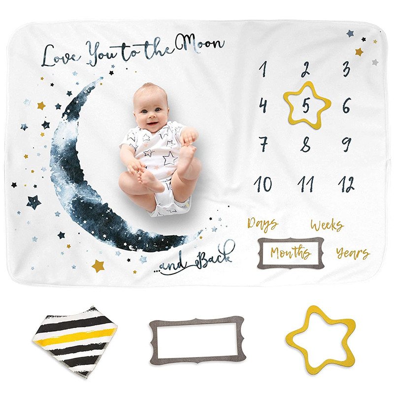 Baby Monthly Milestone Blanket Boy, Girl | Baby Milestone Blanket Baby Boy Blanket | Baby Boy Gifts, Nursery Decor Baby Shower | Newborn Baby Month Blanket | Baby Growth Chart Blanket, 60×40 Featured Image