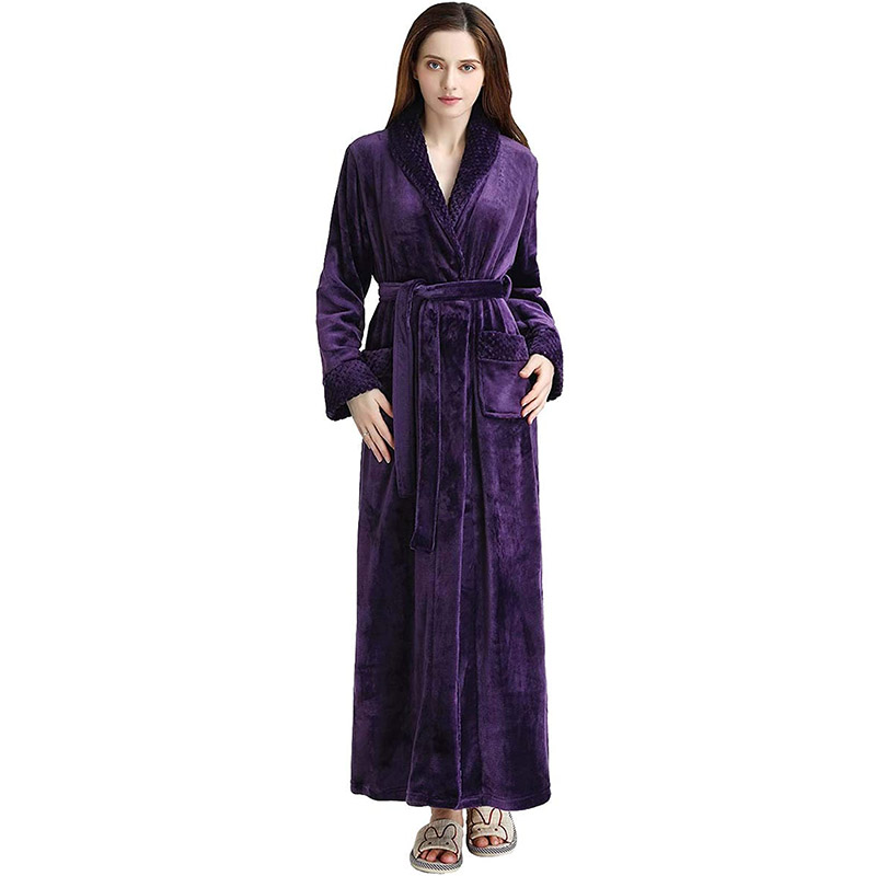 China wholesale Hometextile Fabric - Long Bath Robe for Womens Plush Soft Fleece Bathrobes Nightgown Ladies Pajamas Sleepwear Housecoat – Baoyujia
