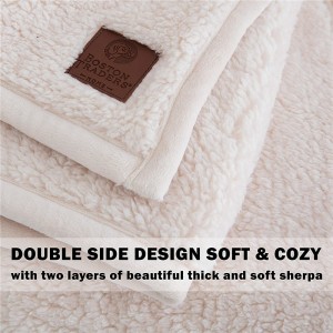 Double Layered Sherpa Throw Blanket – Oversized Warm and Soft Reversible Sherpa Bed Blanket (Ivory)