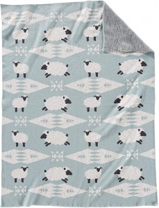Organic Cotton Knit Baby Blanket w/ Beanie, Sheep Dreams 30″ x 40″