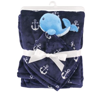 Baby Unisex Baby Plush Blanket with Security Blanket, Whale, One Size