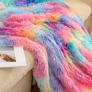 Winter Double layer gift blanket custom sofa rainbow blanket tie dyed Woolen blanket