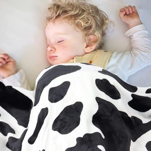Cow Print Blanket Soft Fleece Cow Baby Blanket Small Thin Lightweight Warm Cozy Cute Comfy Cowhide Blanket for Baby Couch Bed Sofa 40×50 Inch, 50×60 Inch
