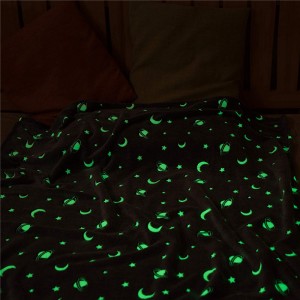 Glow in The Dark Throw Blanket 50 x 60 Inches, Galaxy Stars Pattern Flannel Fleece Blanket, All Seasons Grey Blanket for Kids