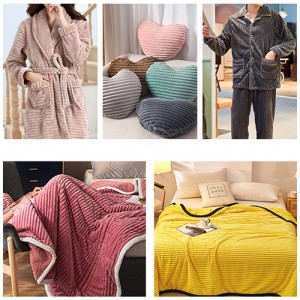 Autumn/winter coral fleece Solid plush pajamas Blankets Home attire Thickened stripes double-sided flannel