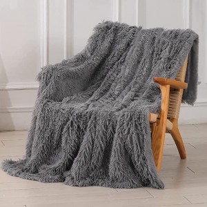 Decorative Extra Soft Fuzzy Faux Fur Throw Blanket Solid Reversible Lightweight Long Hair Shaggy Blanket,Fluffy Cozy Plush Comfy Microfiber Fleece Blankets for Couch Sofa Bedroom