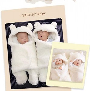 FJYQOP Baby Swaddle Blanket Boys Girls Cute Cotton Plush Receiving Blanket Newborn Sleeping Wraps for 0-6 Months – Blue