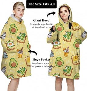 Oversized Wearable Blanket Hoodie,Fleece Sherpa Hooded Blanket Light Microfiber Flannel Sweatshirt Blanket with Pocket for Adult
