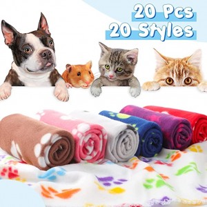 20 Pieces Puppy Blanket Pet Blanket Soft Fleece Dog Blankets Doggie Blanket Warm Felt Throw Blanket Sleep Mat Bed Covers Small Blankets for Puppy Pet Dogs Cat, 20 Styles