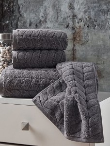 Turkish Cotton Luxury Softness Spa Towels (Grey, 4 pcs Hand Towel Set) SOFT AND PLUSH TOWELS